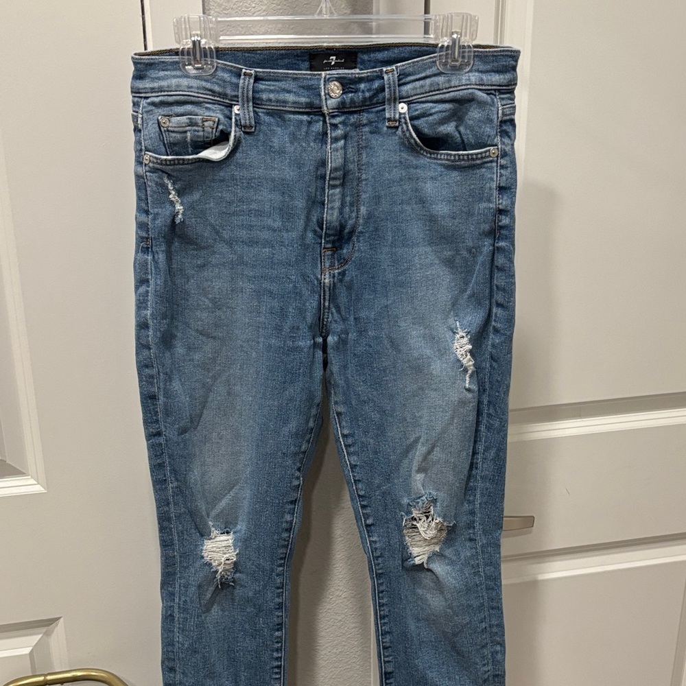 GUC 7 For All Mankind Light Blue Distressed Skinny Jeans